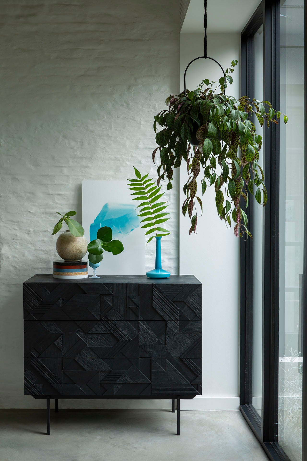 Ethnicraft - Commode Graphic - Teck noir - 3 tiroirs - 100 x 50 x H87