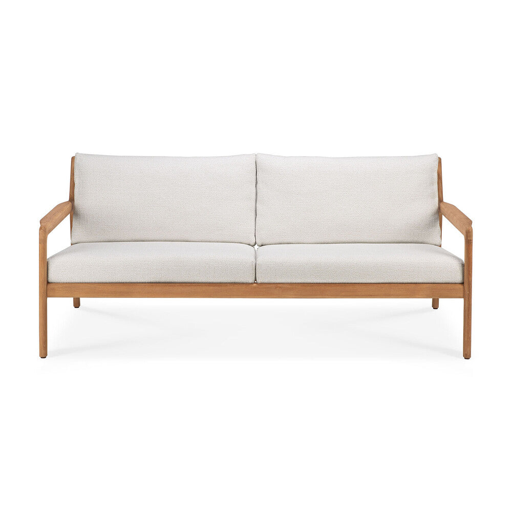 Ethnicraft - Outdoor - Canapé Jack - Teck - 2 places - Tissu Off White - 180 x 90 x H74