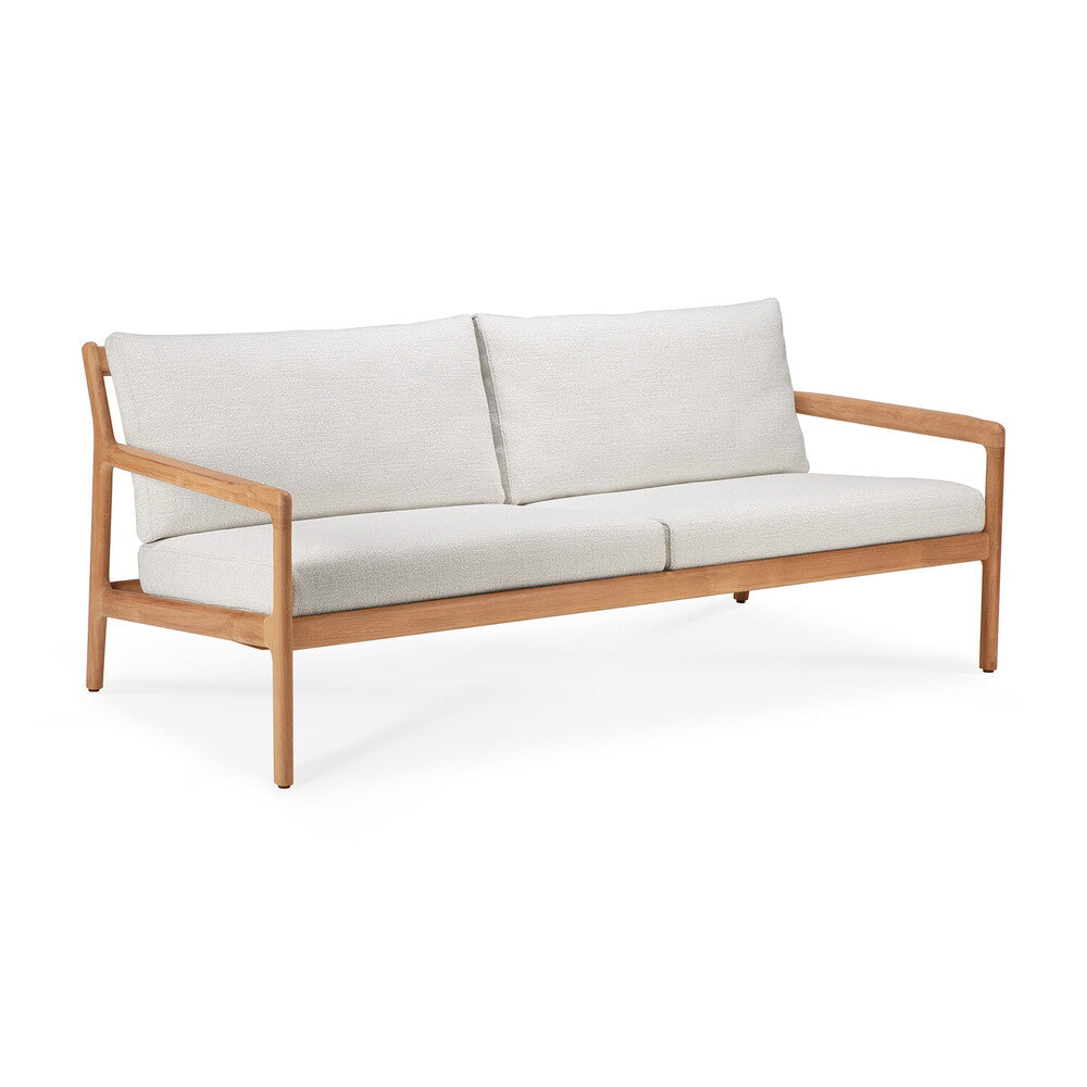 Ethnicraft - Outdoor - Canapé Jack - Teck - 2 places - Tissu Off White - 180 x 90 x H74