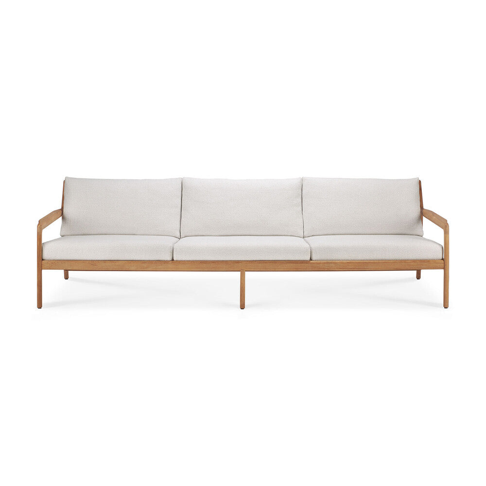 Ethnicraft - Outdoor - Canapé Jack - Teck - 3 places - Tissu Off White - 265 x 90 x H73