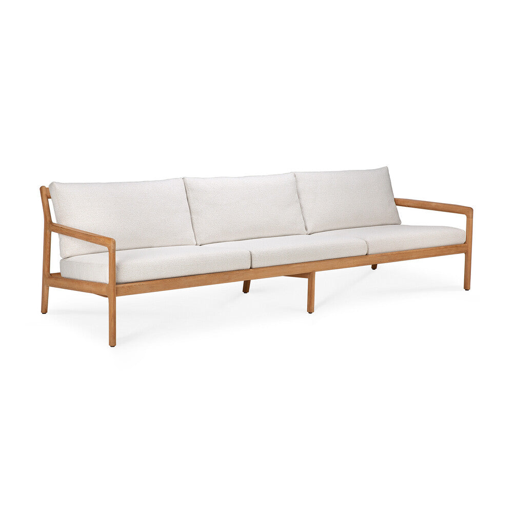 Ethnicraft - Outdoor - Canapé Jack - Teck - 3 places - Tissu Off White - 265 x 90 x H73