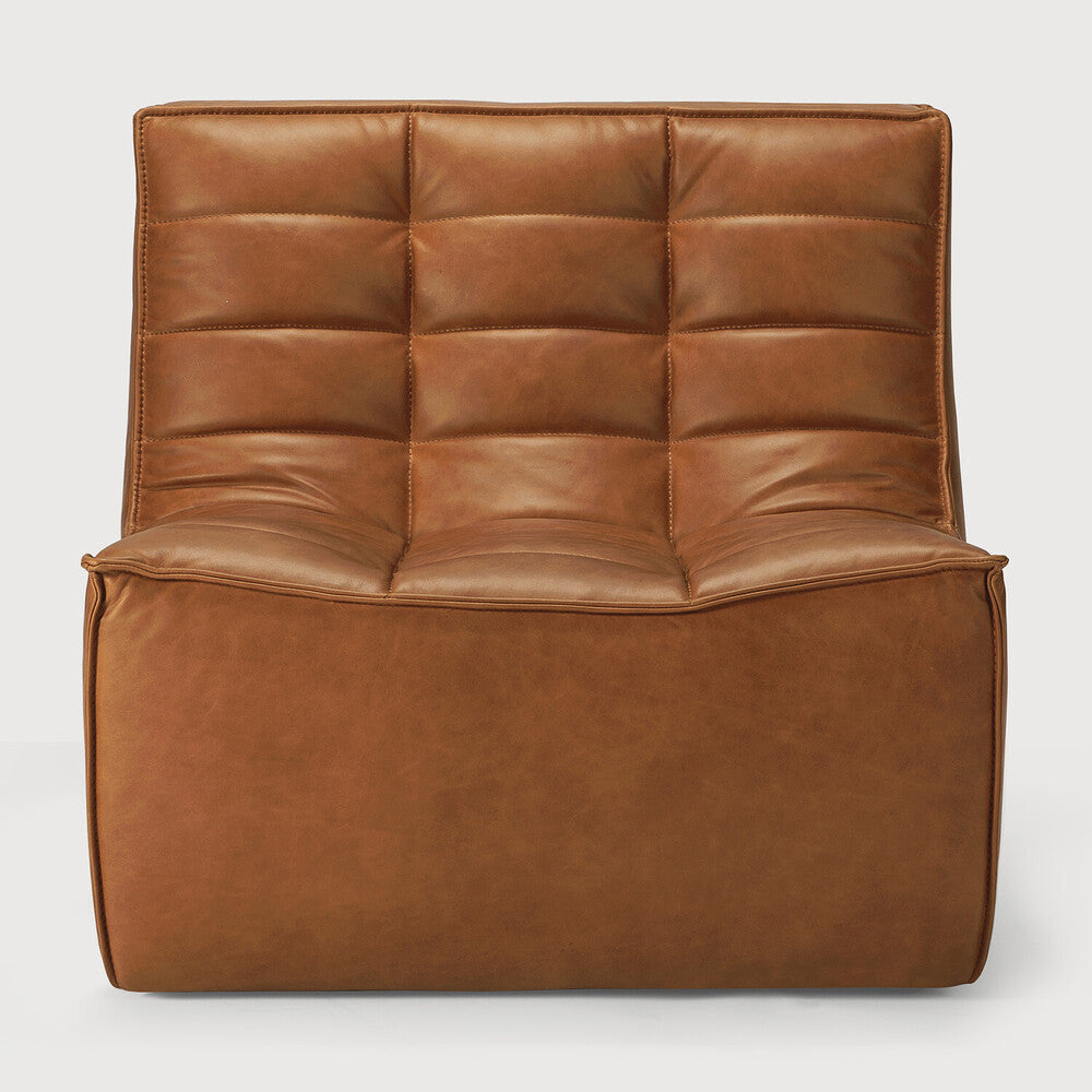 Ethnicraft - Fauteuil N701 - 1 place - Cuir cognac- 80 x 91 x H43/76