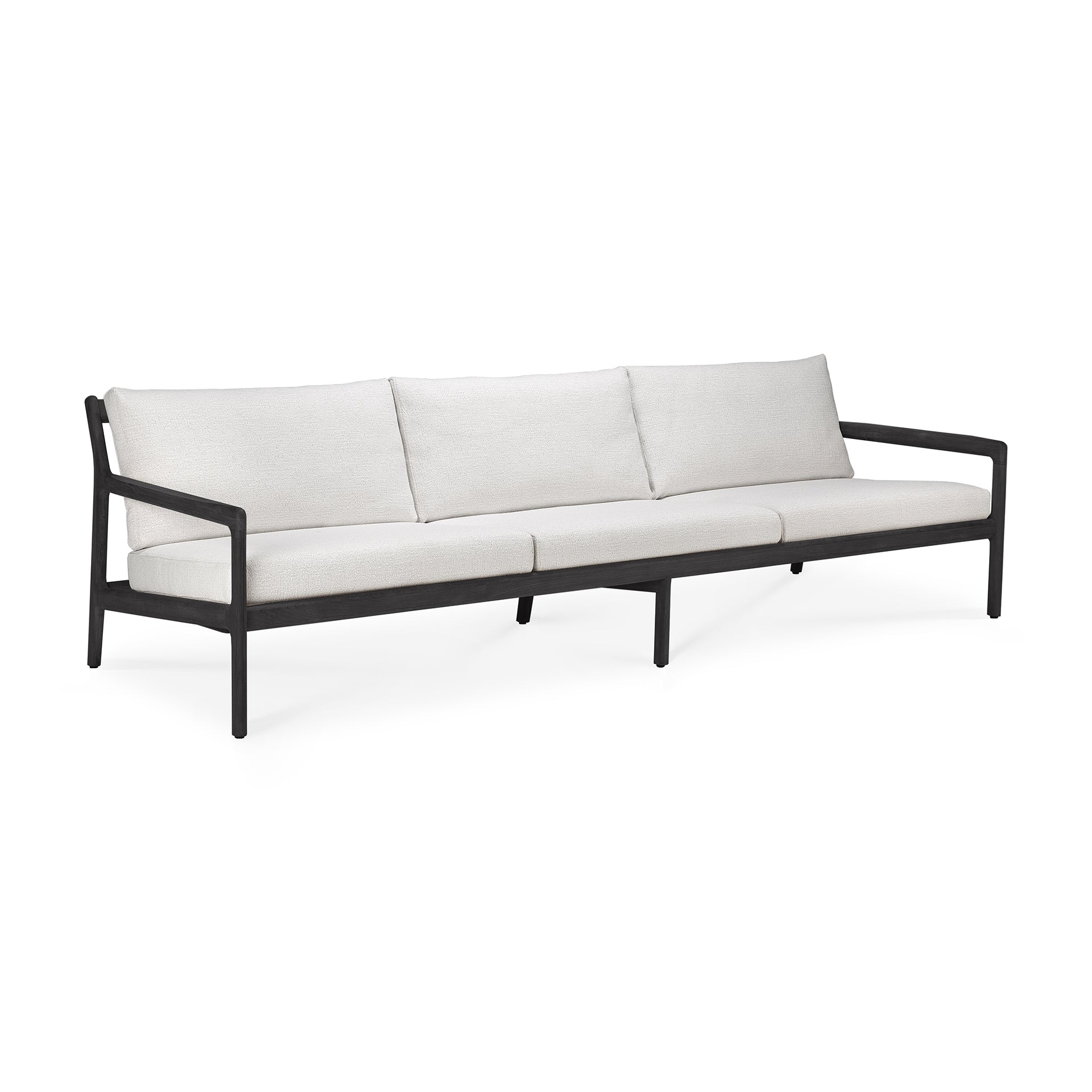 Ethnicraft - Outdoor - Canapé Jack - Teck black - 3 places - Tissu Off White - 265 x 90 x H73