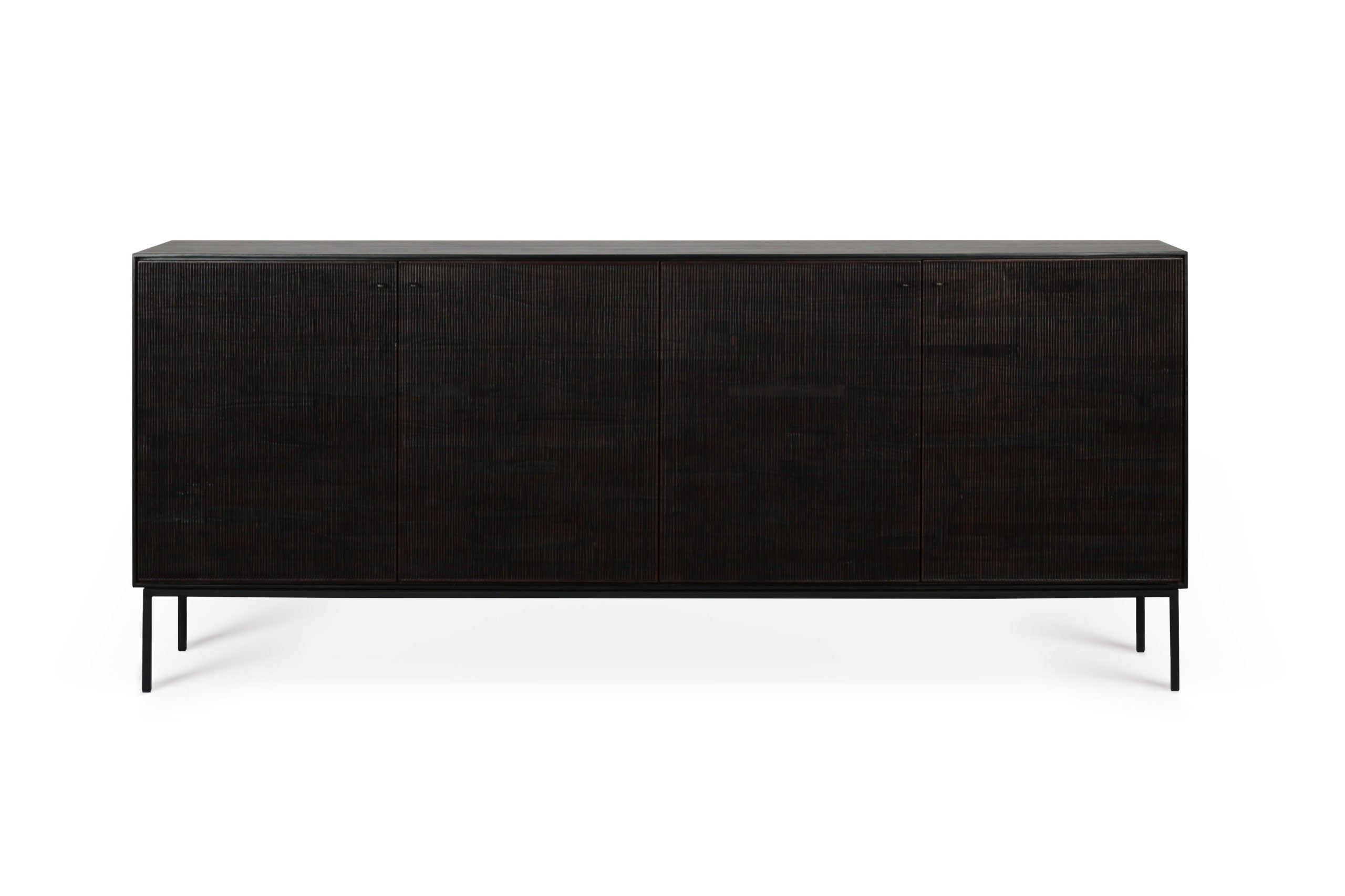 Ethnicraft - Buffet Grooves - Teck Noir Verni - L.202 X 45 x H.87 (4 portes)