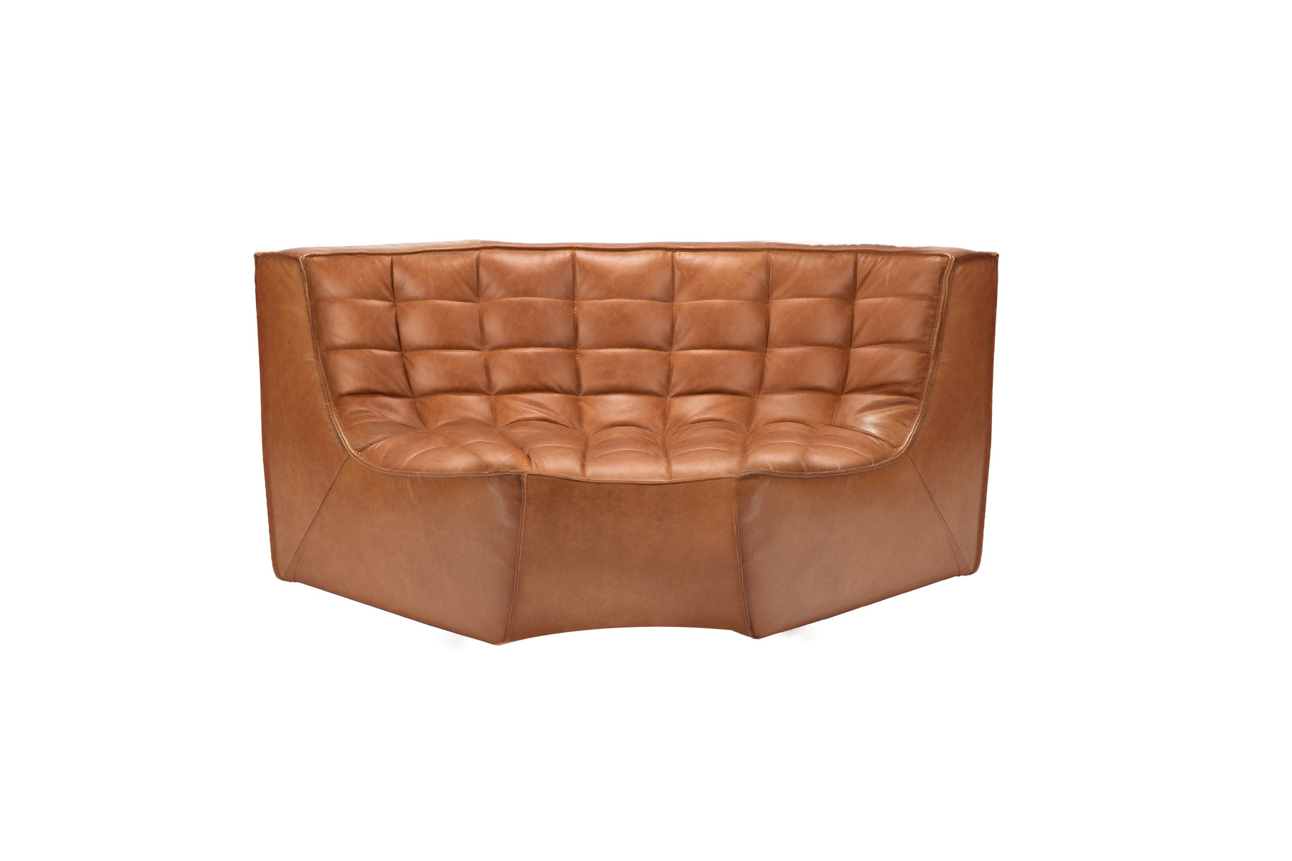 Ethnicraft - Canapé de coin rond N701 cuir cognac