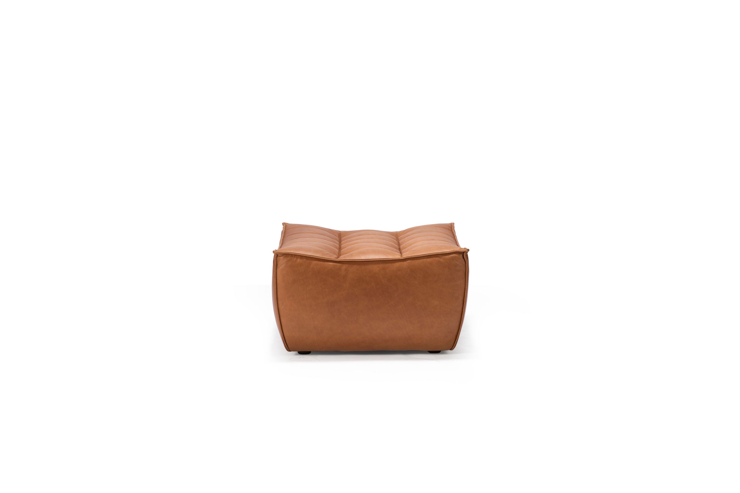 Ethnicraft - Pouf N701 - Cuir cognac