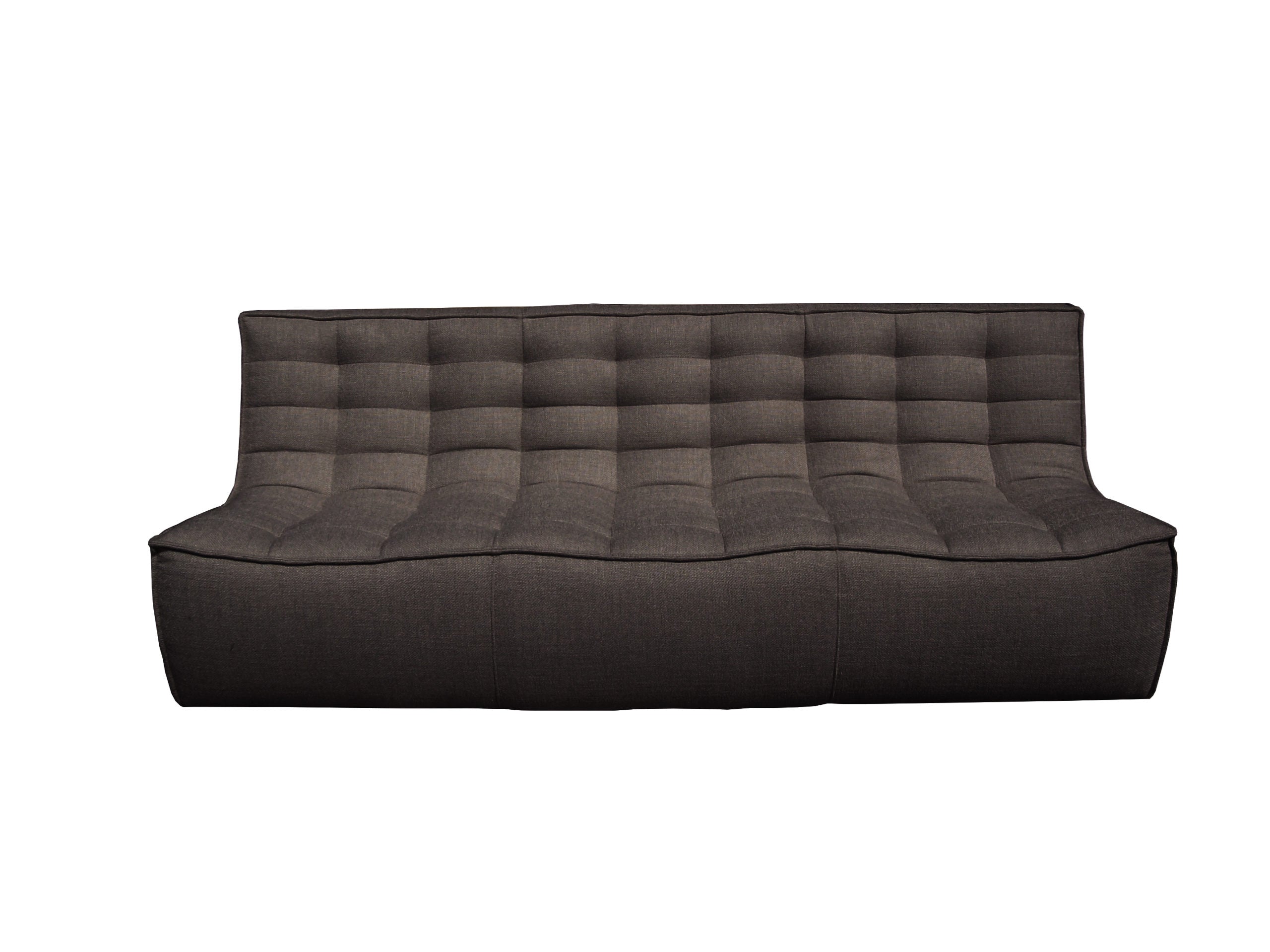 Ethnicraft - Canapé N701 - 3 places - Tissu : Gris foncé/Beige/Bleu - 210 x 91 x H43/76