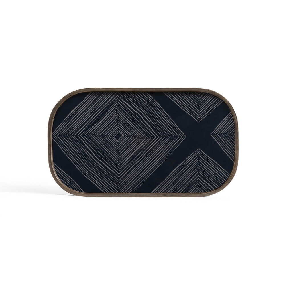 Ethnicraft - Plateau rectangulaire à bords arrondis en verre - Linear - 42 x 24 x H3