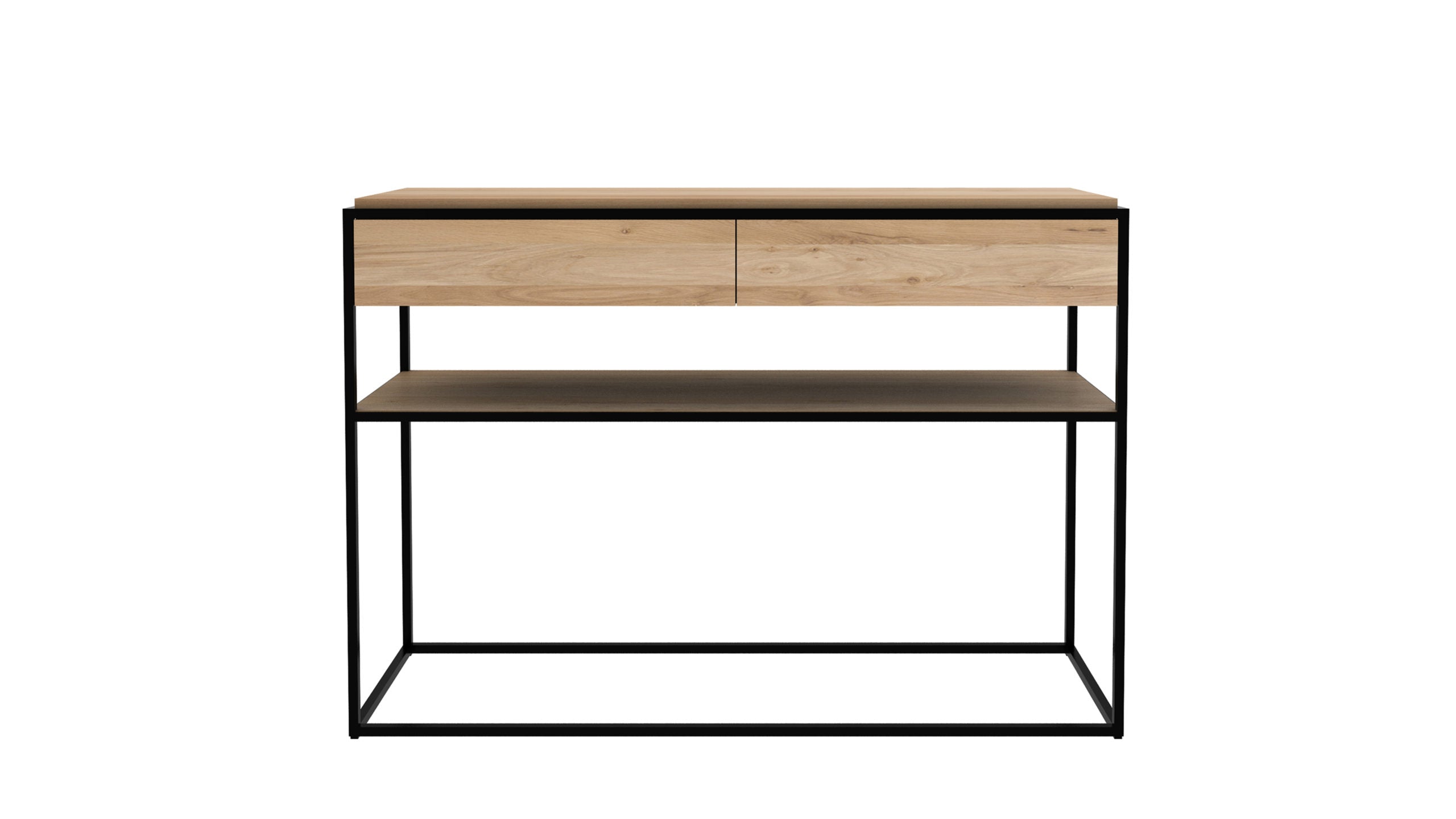 Ethnicraft - Console Monolit - 2 tiroirs - Chêne naturel - 122 x 40 x H85