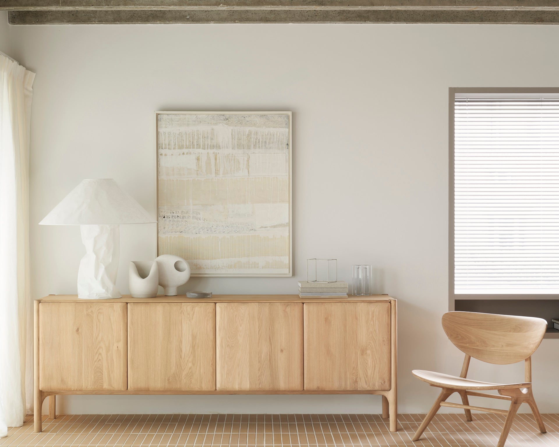 Ethnicraft - Buffet "PI" - 4 portes - Chêne naturel - 230 x 45 x H83