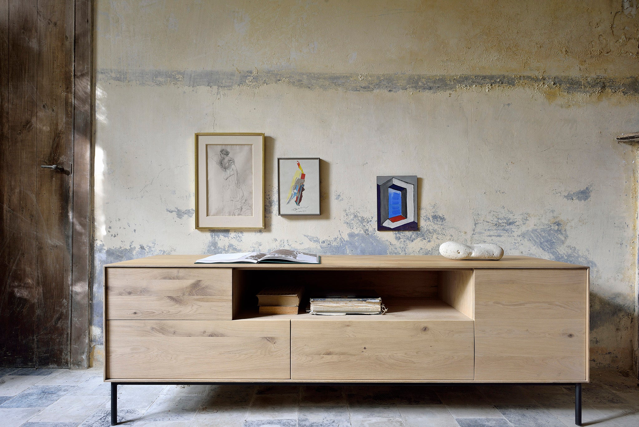 Ethnicraft - Meuble TV Whitebird - Chêne massif - 180 x 45 x H61