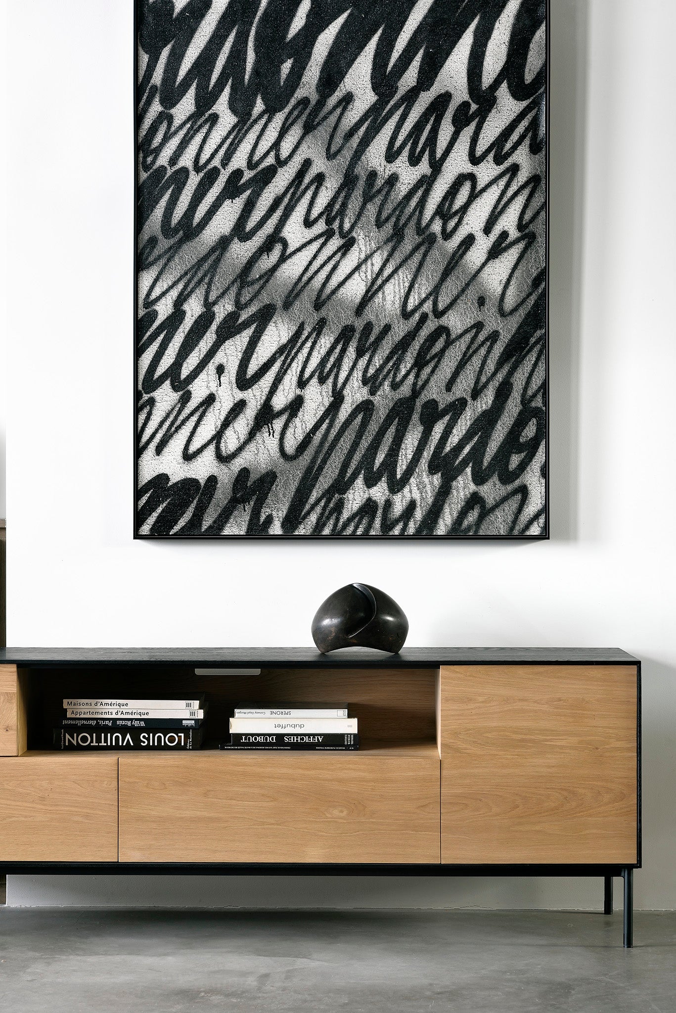 Ethnicraft - Meuble TV Blackbird - Chêne (encadrement noir) - 180 x 45 x H61