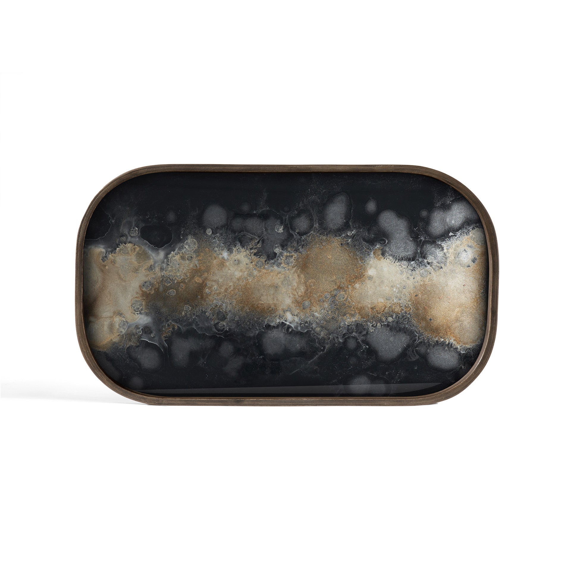 Ethnicraft - Plateau rectangulaire vide-poches en verre Black Organic - L - 42 x 24 x H3