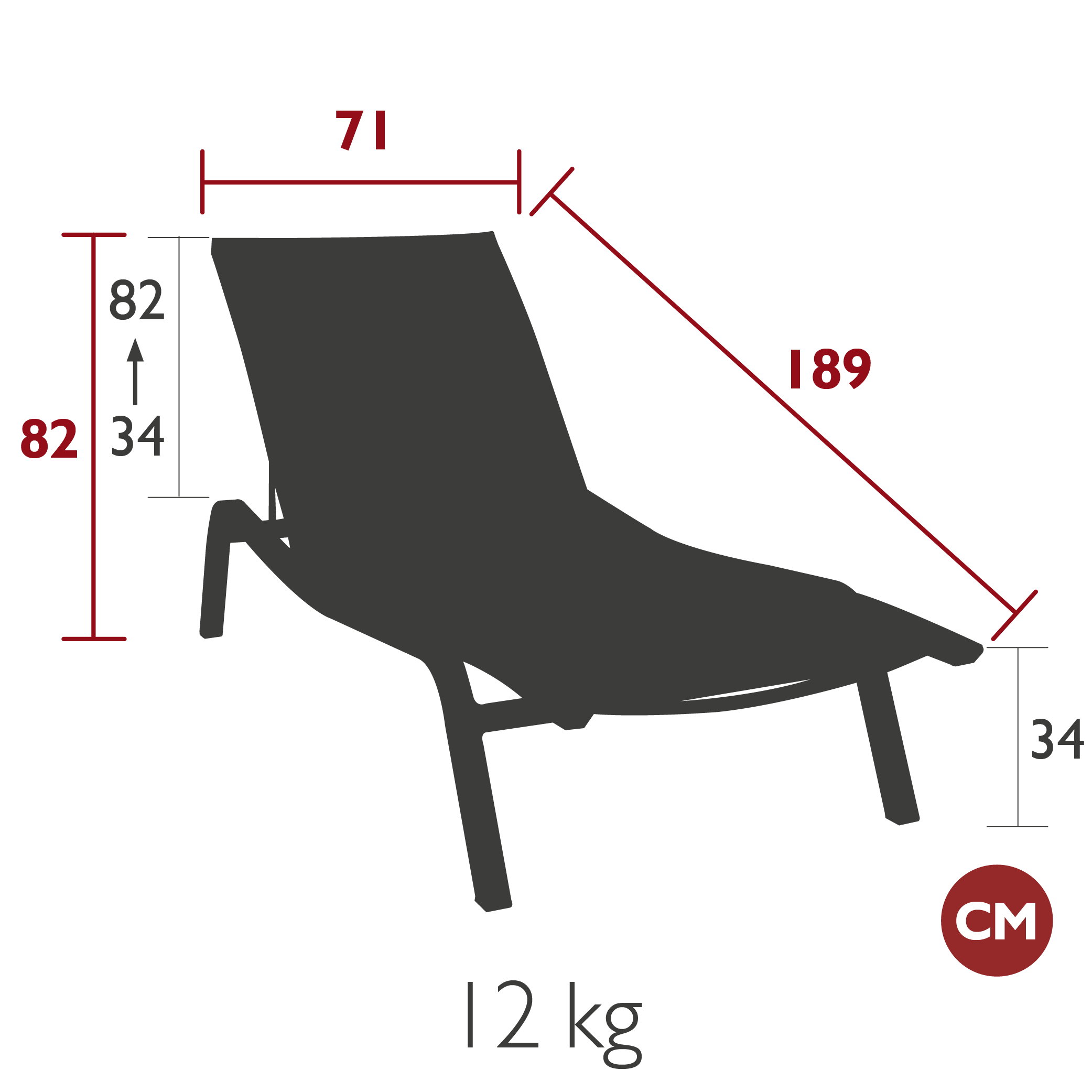Fermob - Alizé - Bain de Soleil XS - gris argile en stock