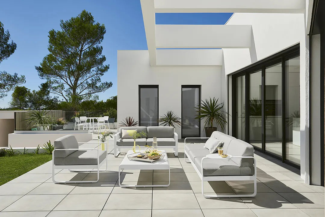 Fermob – Bellevie – Canapé 3 places - Tissu Blanc Grisé