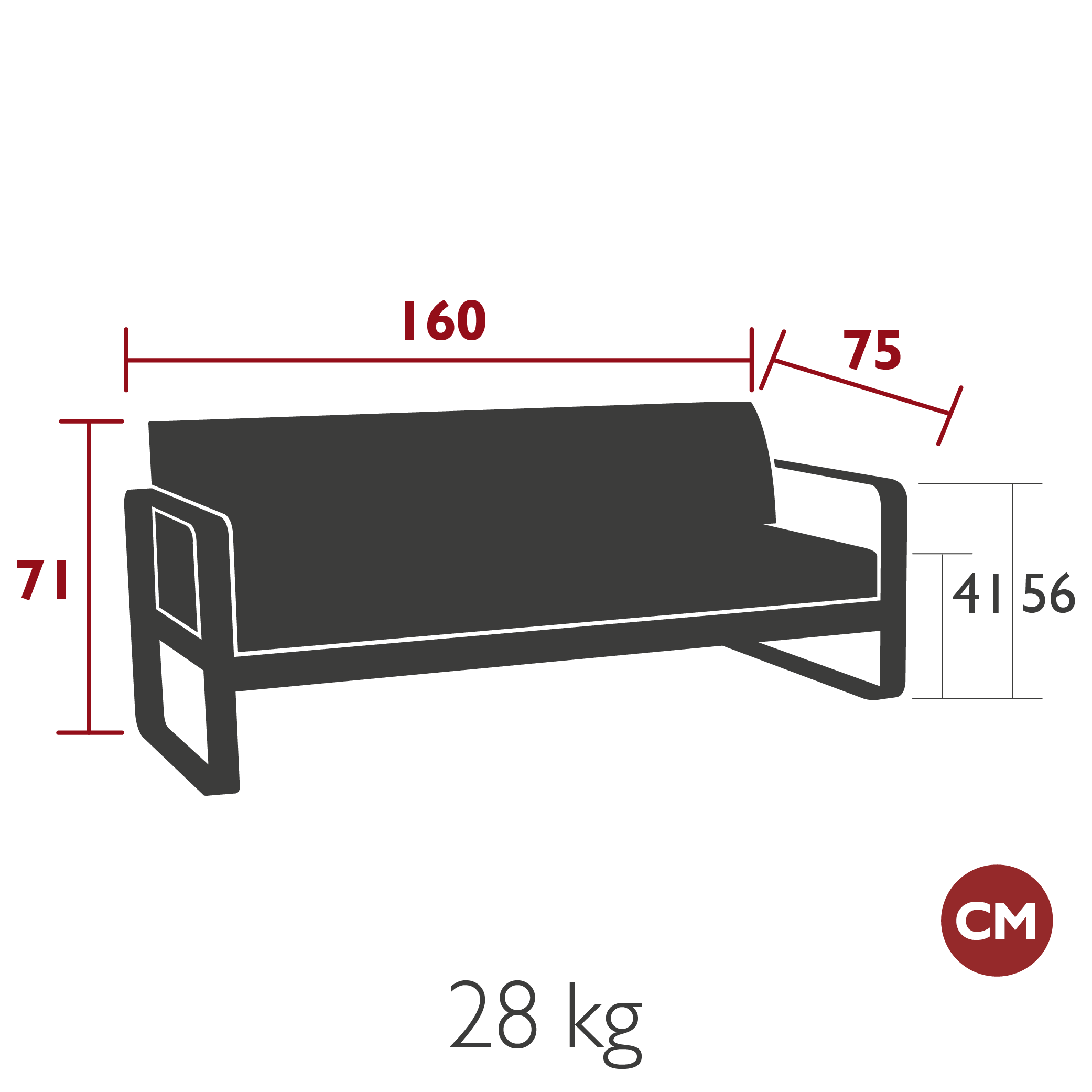 Fermob - Bellevie - Canapé 2 places - Muscade - Coussins Taupe (En stock)