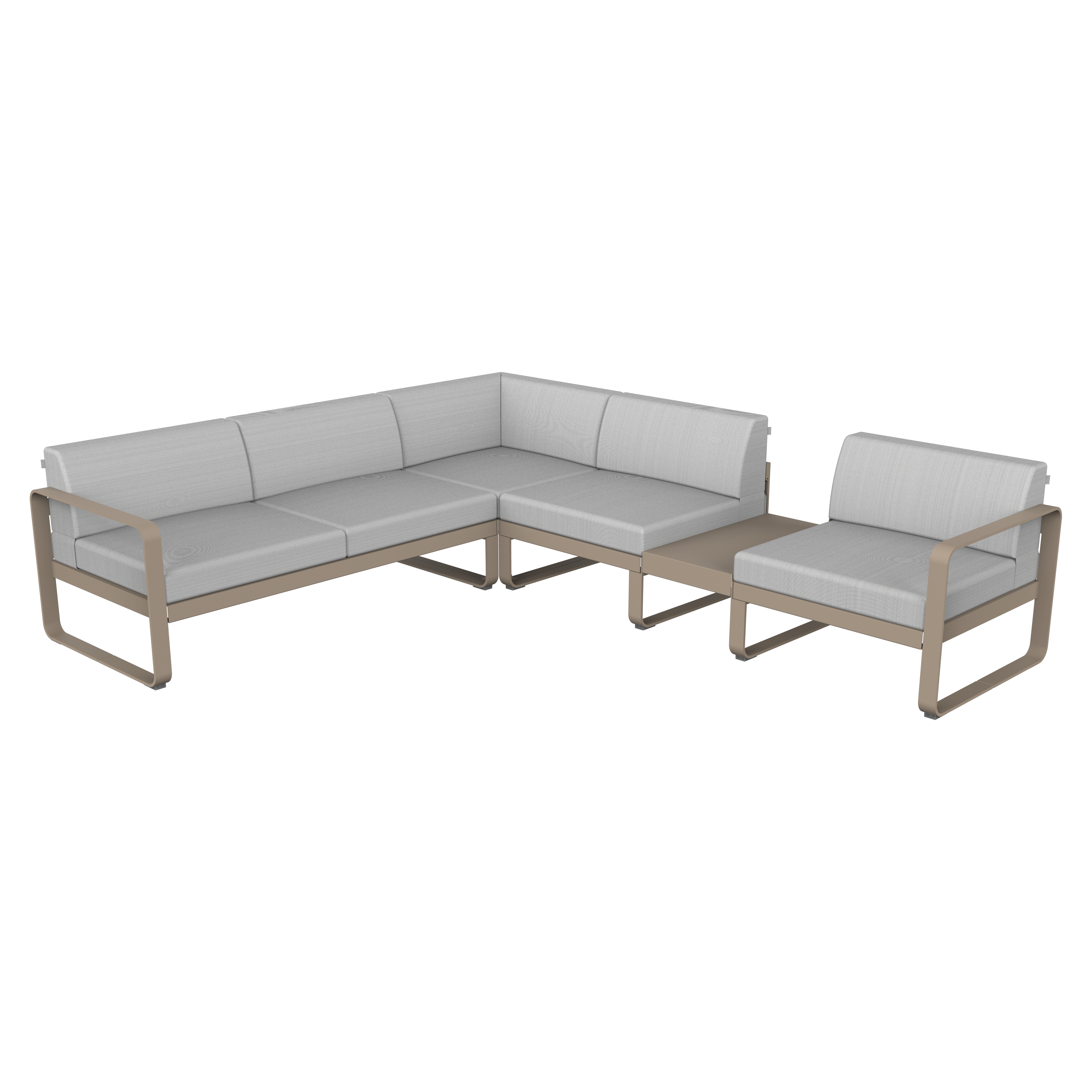 Fermob - Bellevie - Canapé d'angle - Muscade - Coussins Gris perle (En stock)