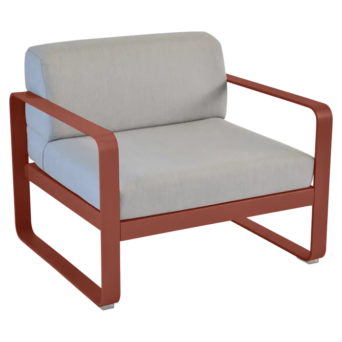Fermob - Bellevie - Canapé (Fauteuil) - Ocre Rouge - Coussins gris flanelle (En stock)