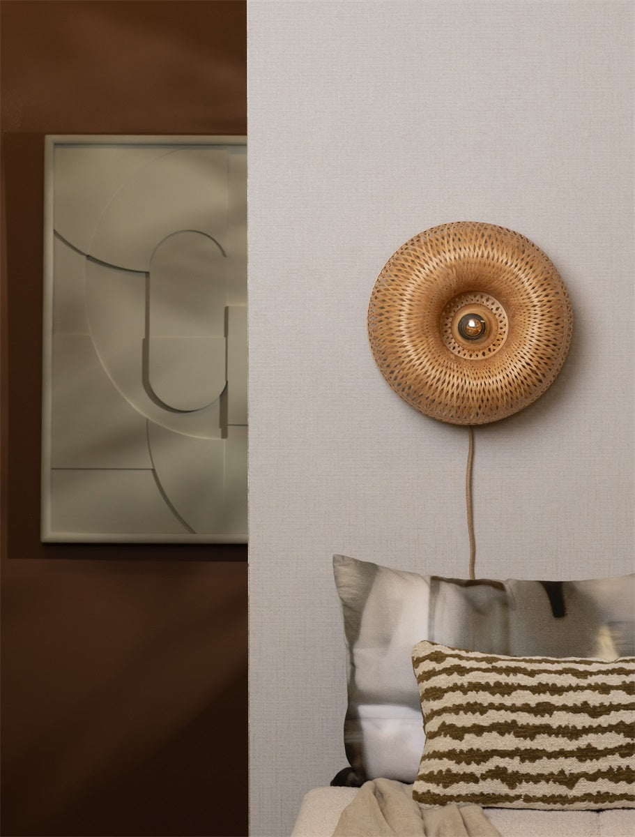 GOOD&MOJO - Applique Murale Barbados - Naturel ou Naturel/Brun - Diamètre 35 x H. 17