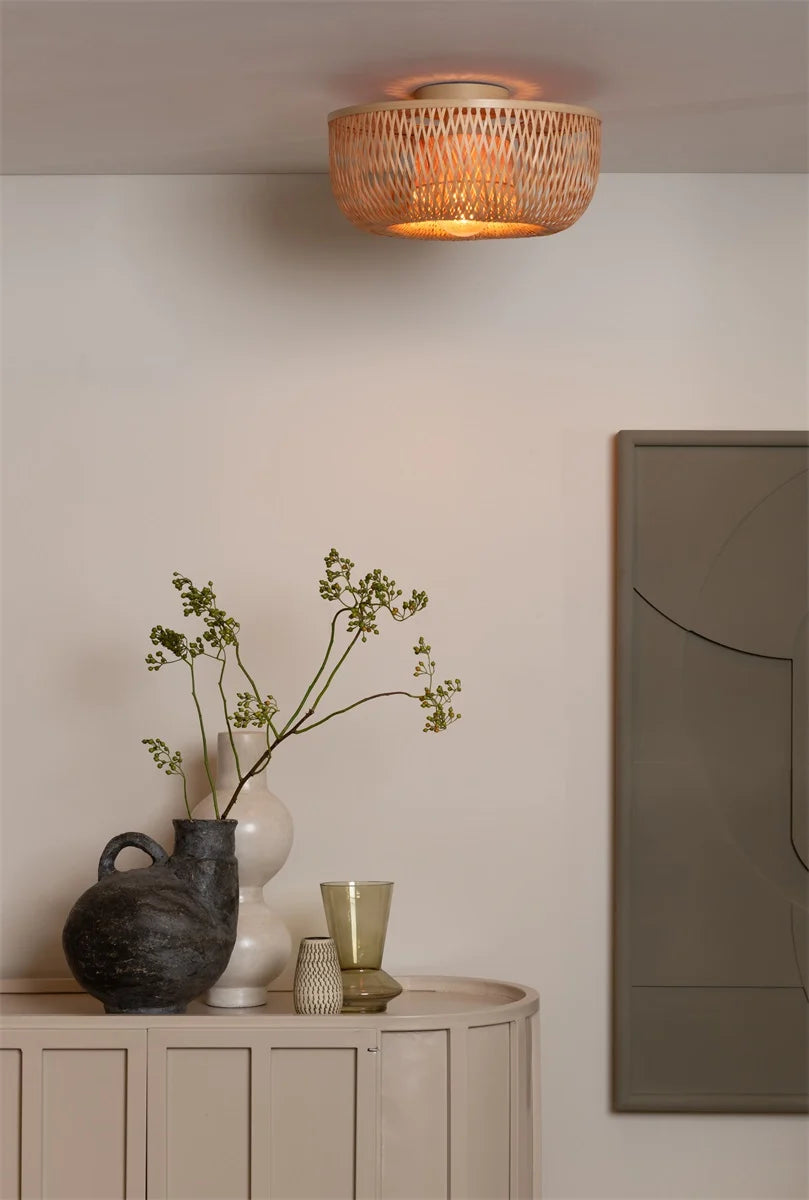 GOOD&MOJO - Plafonnier Barbados - Naturel ou Naturel/Brun - Diamètre 35 x H. 17