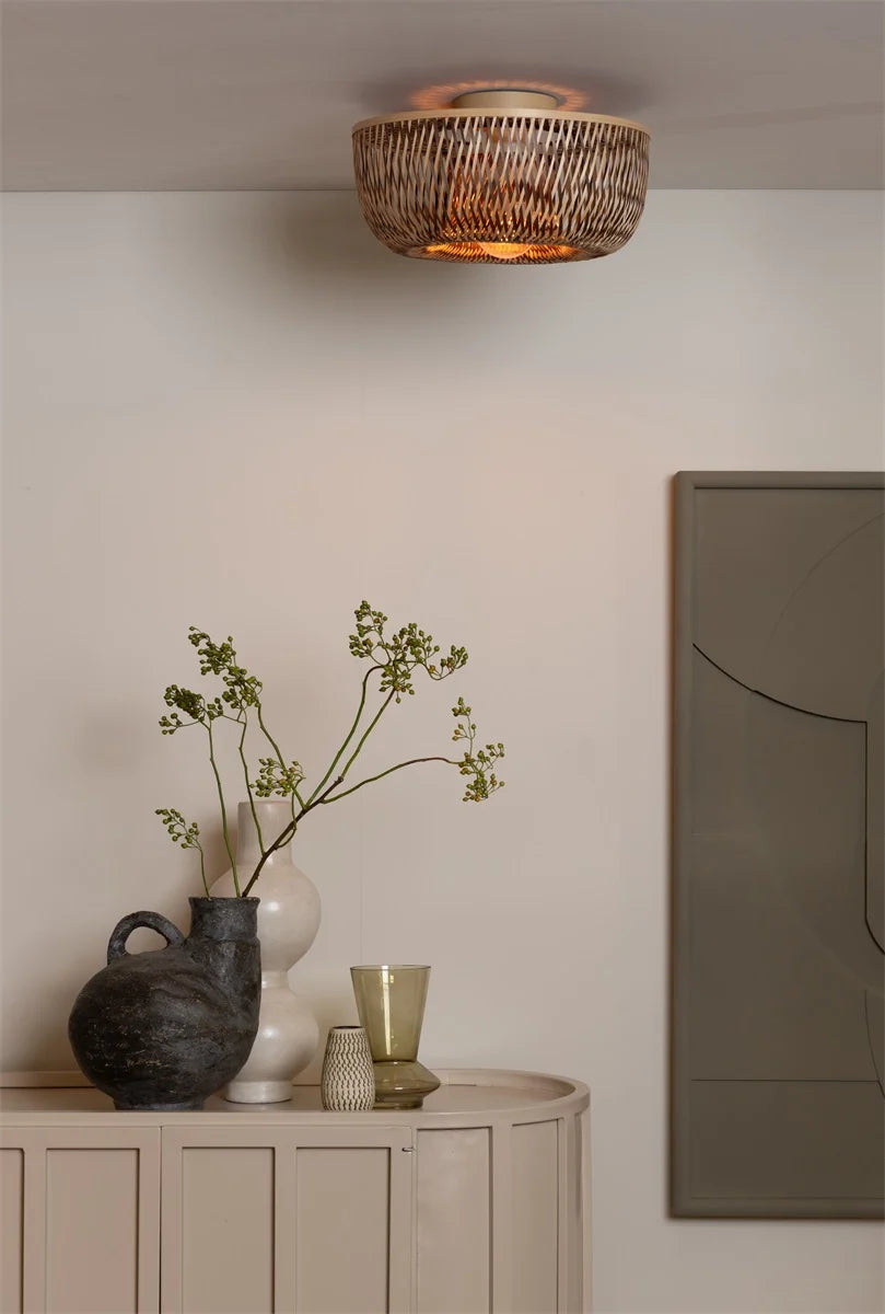 GOOD&MOJO - Plafonnier Barbados - Naturel ou Naturel/Brun - Diamètre 35 x H. 17