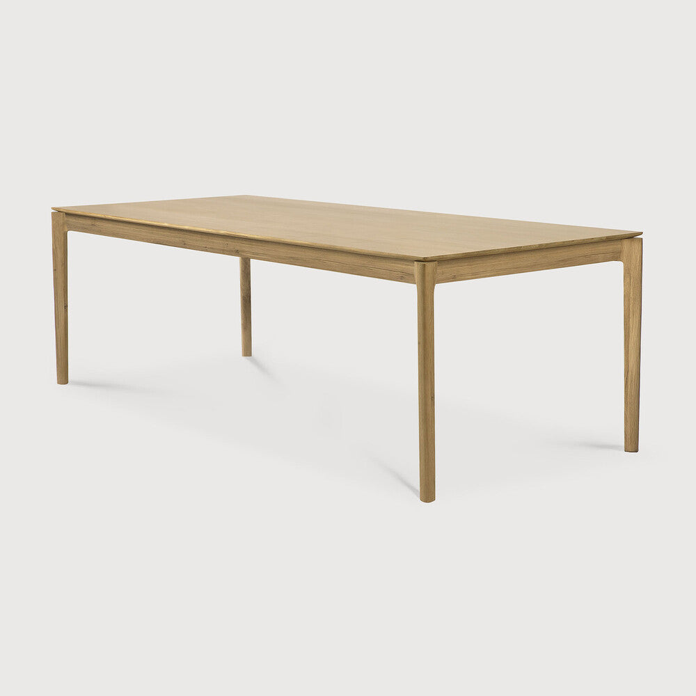 Ethnicraft - Table Bok - Chêne massif verni - Avec allonges - 120/180 x 90 x H76