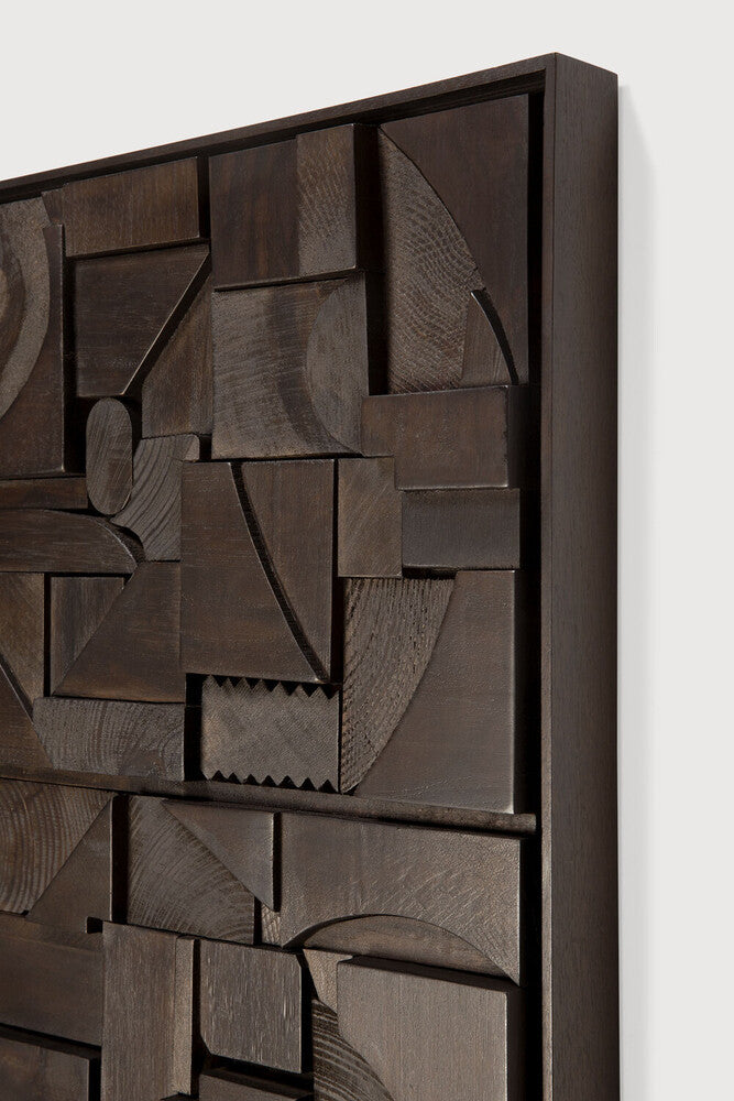 Ethnicraft - Décoration Murale Bricks - Dark Brown - Teck Verni - 60 x 50 x 4 (-30%)