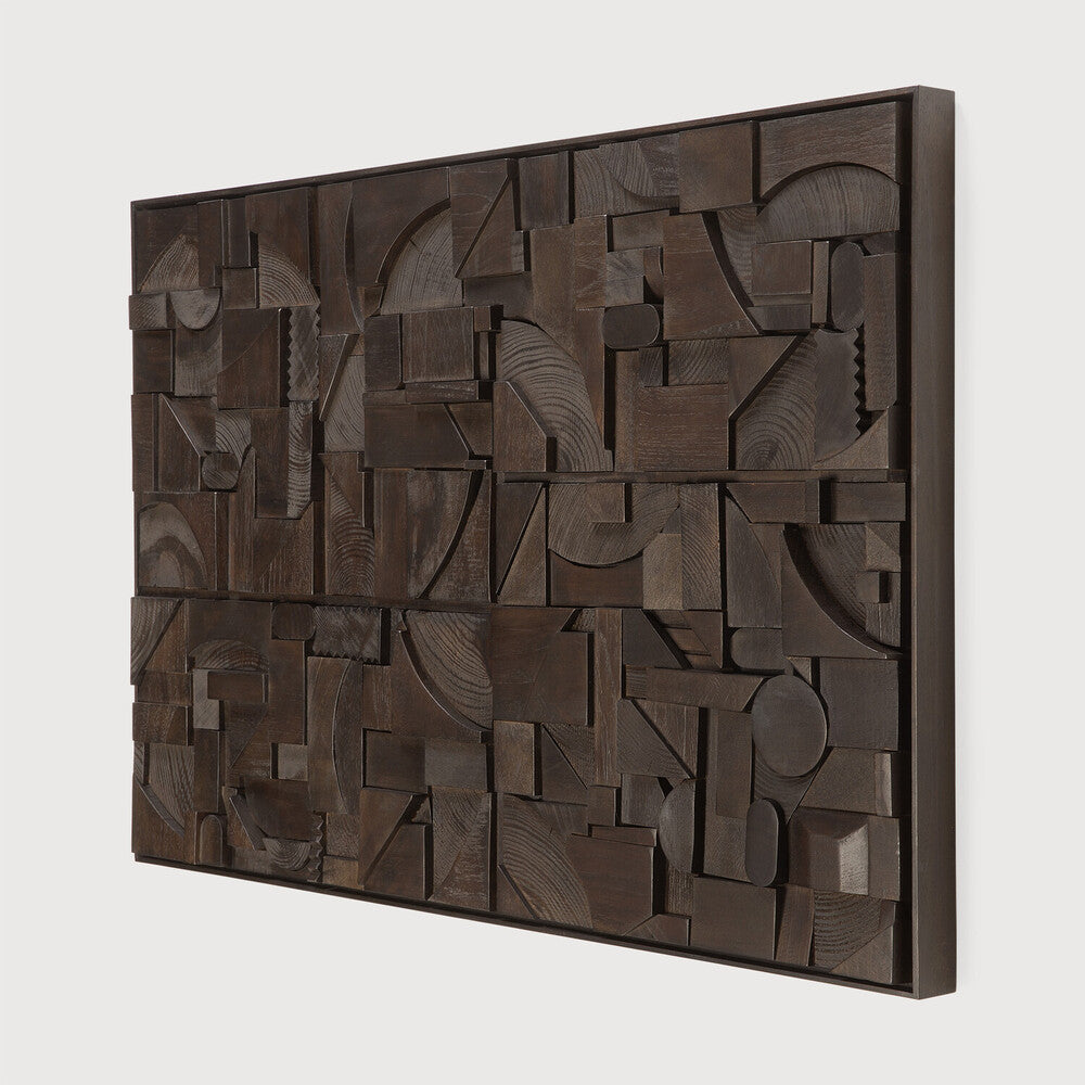 Ethnicraft - Décoration Murale Bricks - Dark Brown - Teck Verni - 60 x 50 x 4 (-30%)