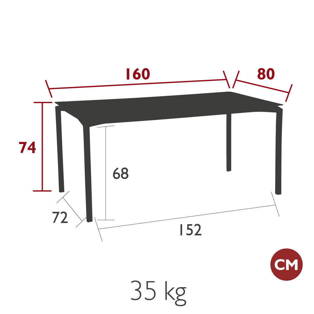 Fermob - Calvi - Table - 160 x 80 x H74 - Carbone - (En stock)