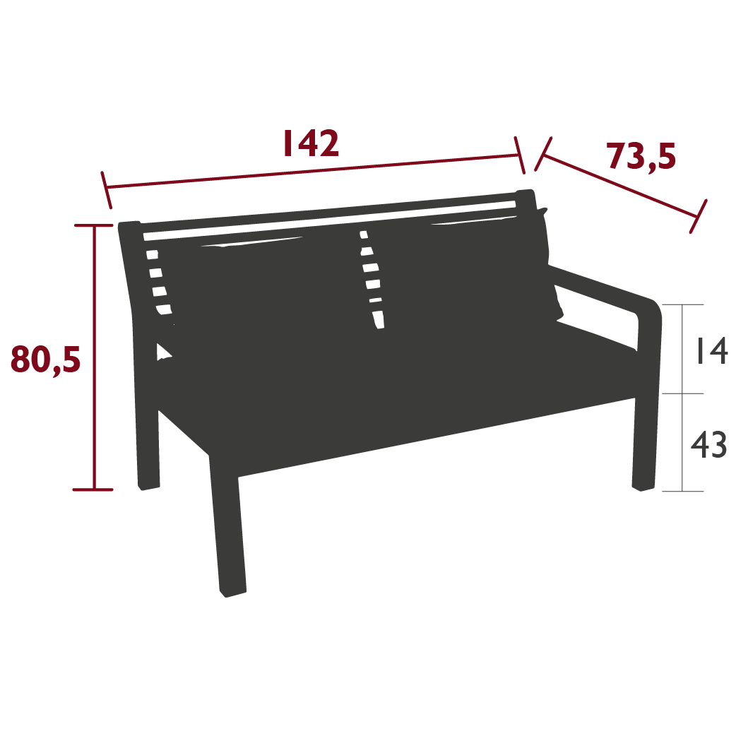 Fermob - Somerset - Banc avec coussins - Coloris Piment - (En Stock)