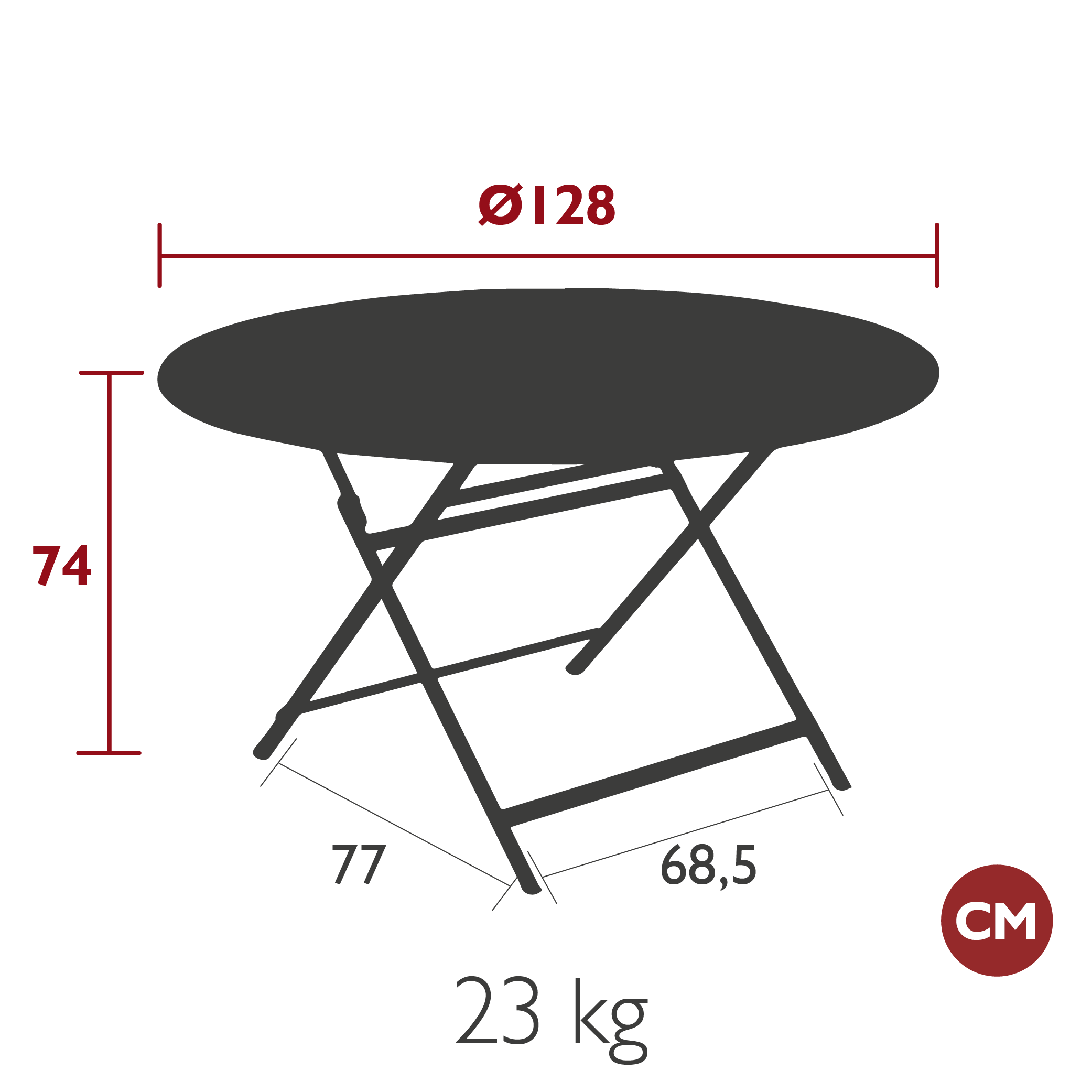 Fermob - Caractère - Table Ronde - Diamètre 128 cm - Cactus (En stock)
