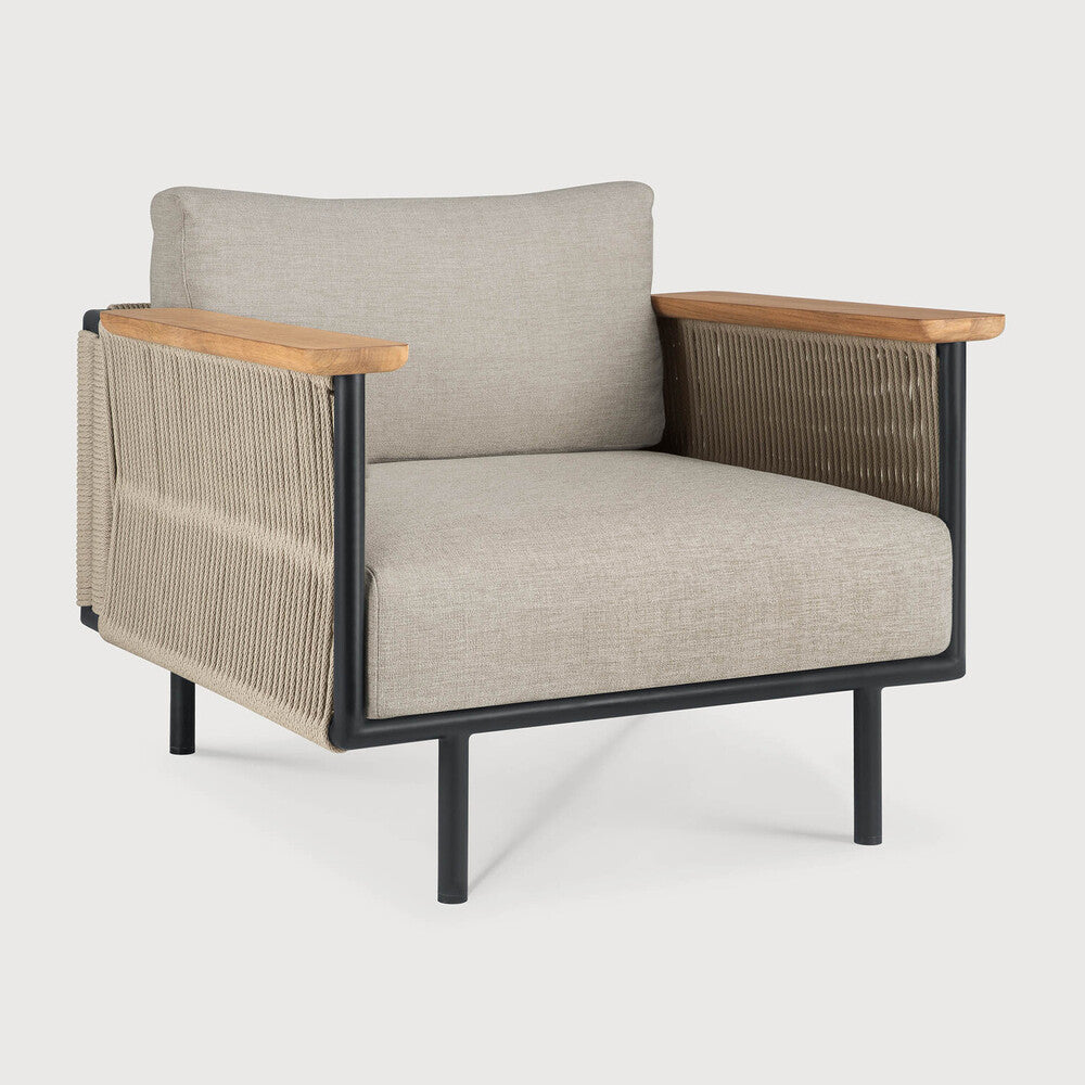 Ethnicraft - Outdoor - Fauteuil Corbey - Aluminium Noir - Tissus Silt ou Oyster