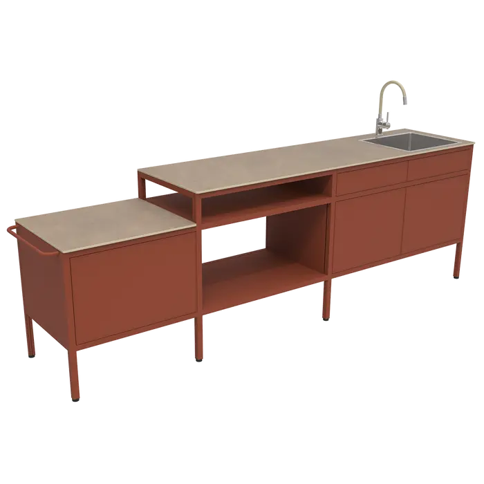 Fermob - Goosto - La Généreuse - Cuisine d'été - Ocre Rouge - 280 x 60 x H 75/90