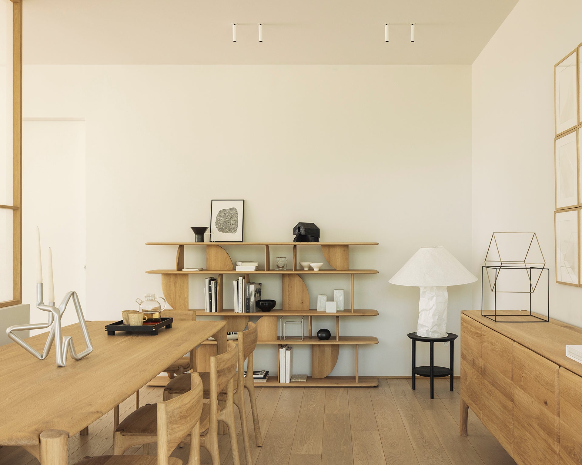 Ethnicraft - Bilbiothèque Géométric - Chêne Naturel - 210 x 35 x H130