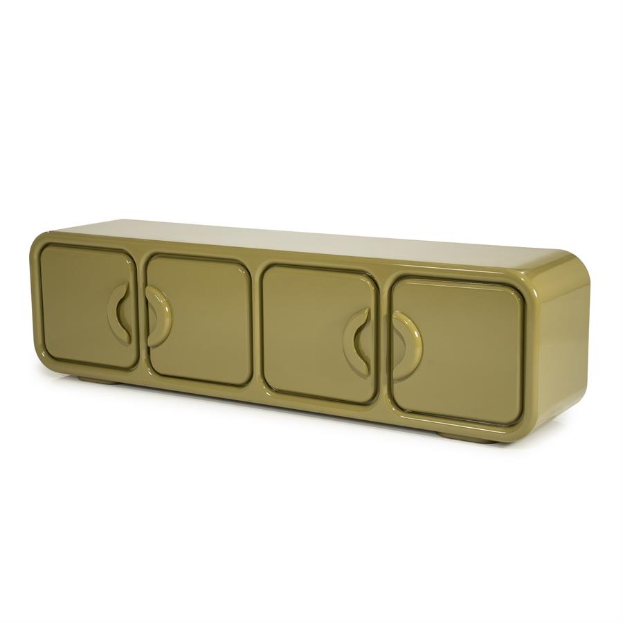 By-Boo - Gubby - Meuble TV - MDF laqué, coloris Vert - 176 x 39 x H50