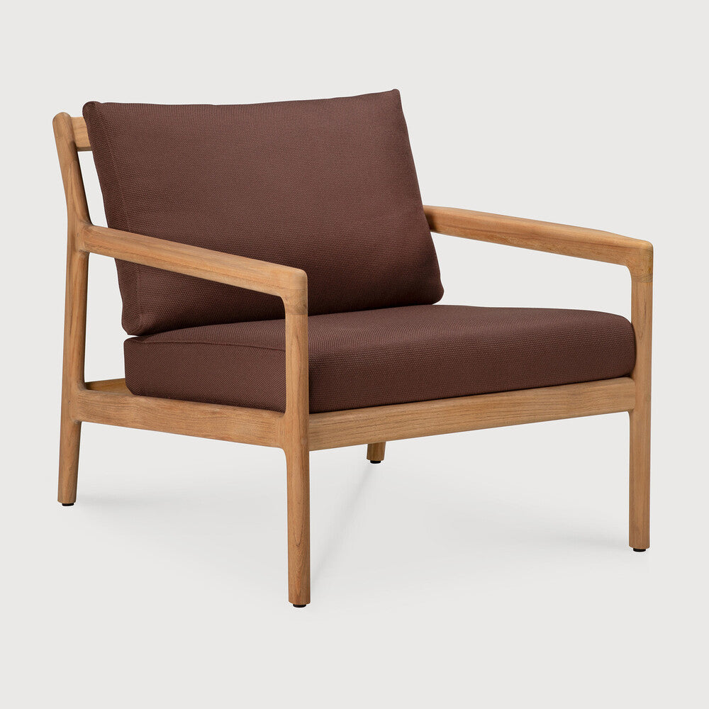 Ethnicraft - Outdoor - Fauteuil Jack - Teck massif - Tissus Off White, Natural, Mocha, Bourgogne ou Vert