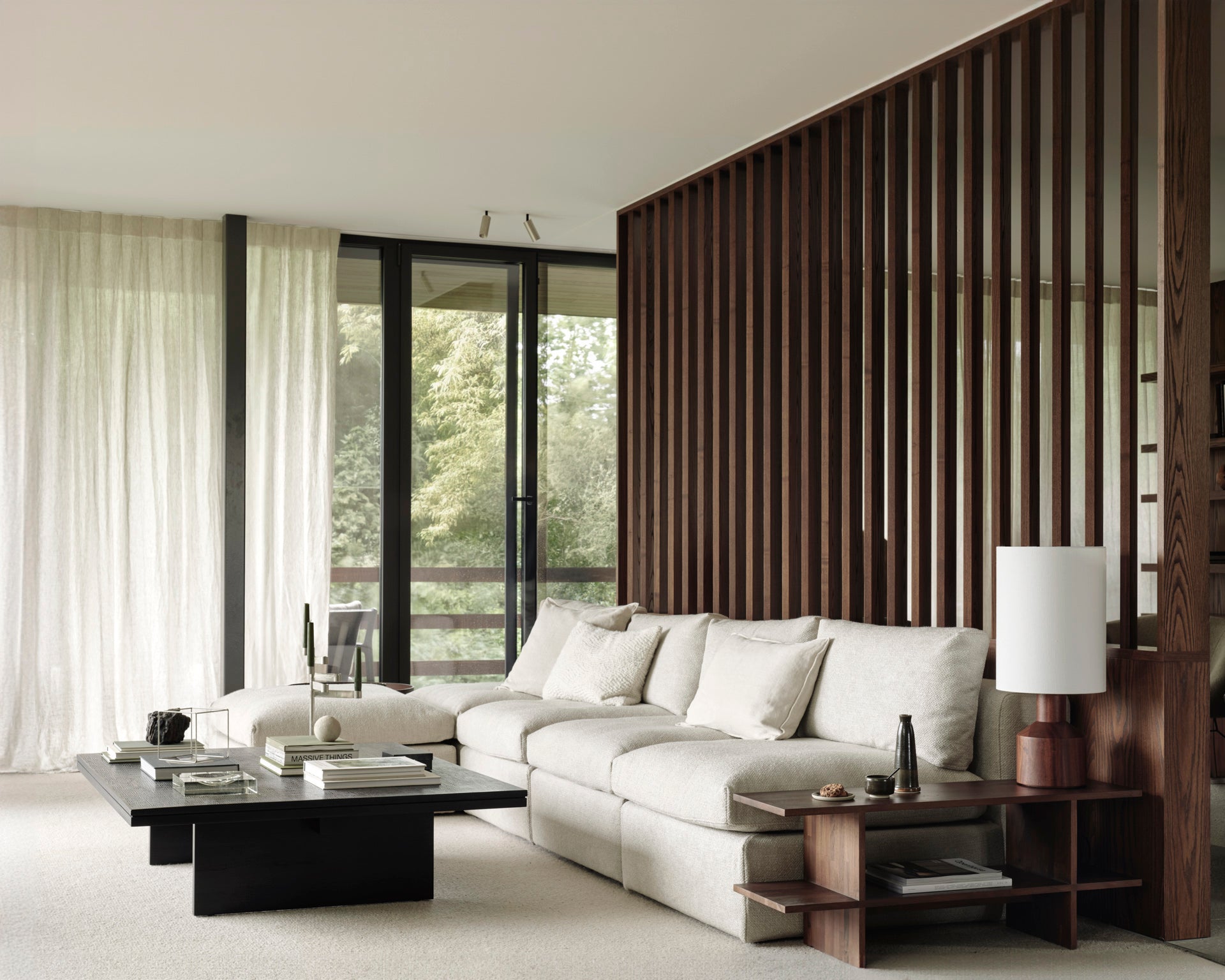 Ethnicraft - Table d'appoint Kabuki - Teck Brun Verni -103 x 30 x H40