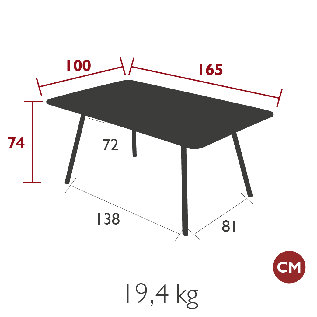 Fermob - Luxembourg - Table - 165 x 100 x H74 - Tonka (En stock)