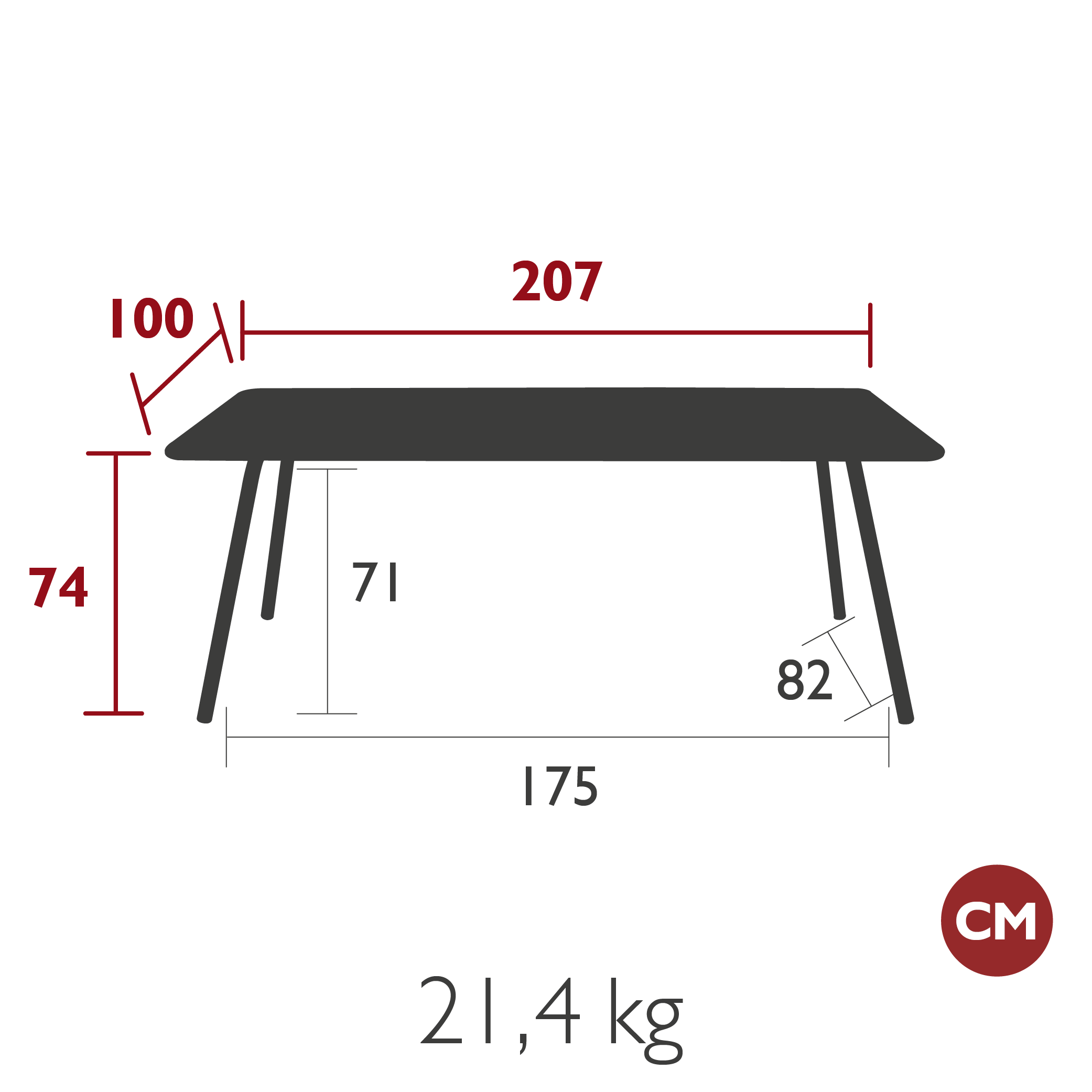 Fermob - Luxembourg - Table - 207 x 100 x H74 - Tonka (En stock)
