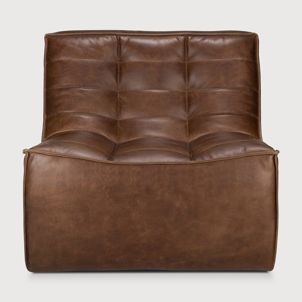 Ethnicraft - Canapé N701 - 1 place - Cuir Chestnut - 80 x 91 x H76