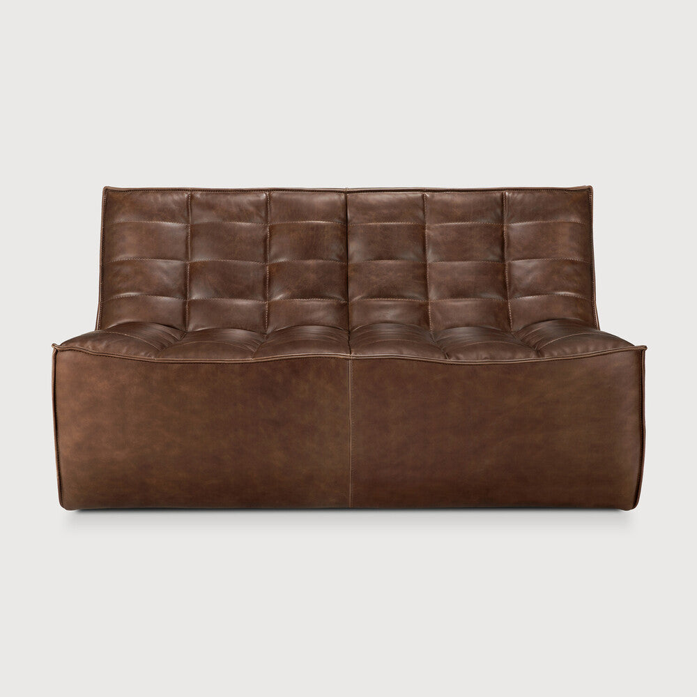 Ethnicraft - Canapé N701 - 2 place - Cuir Chestnut - 140 x 91 x H76