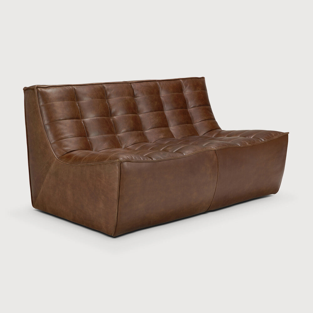 Ethnicraft - Canapé N701 - 2 place - Cuir Chestnut - 140 x 91 x H76