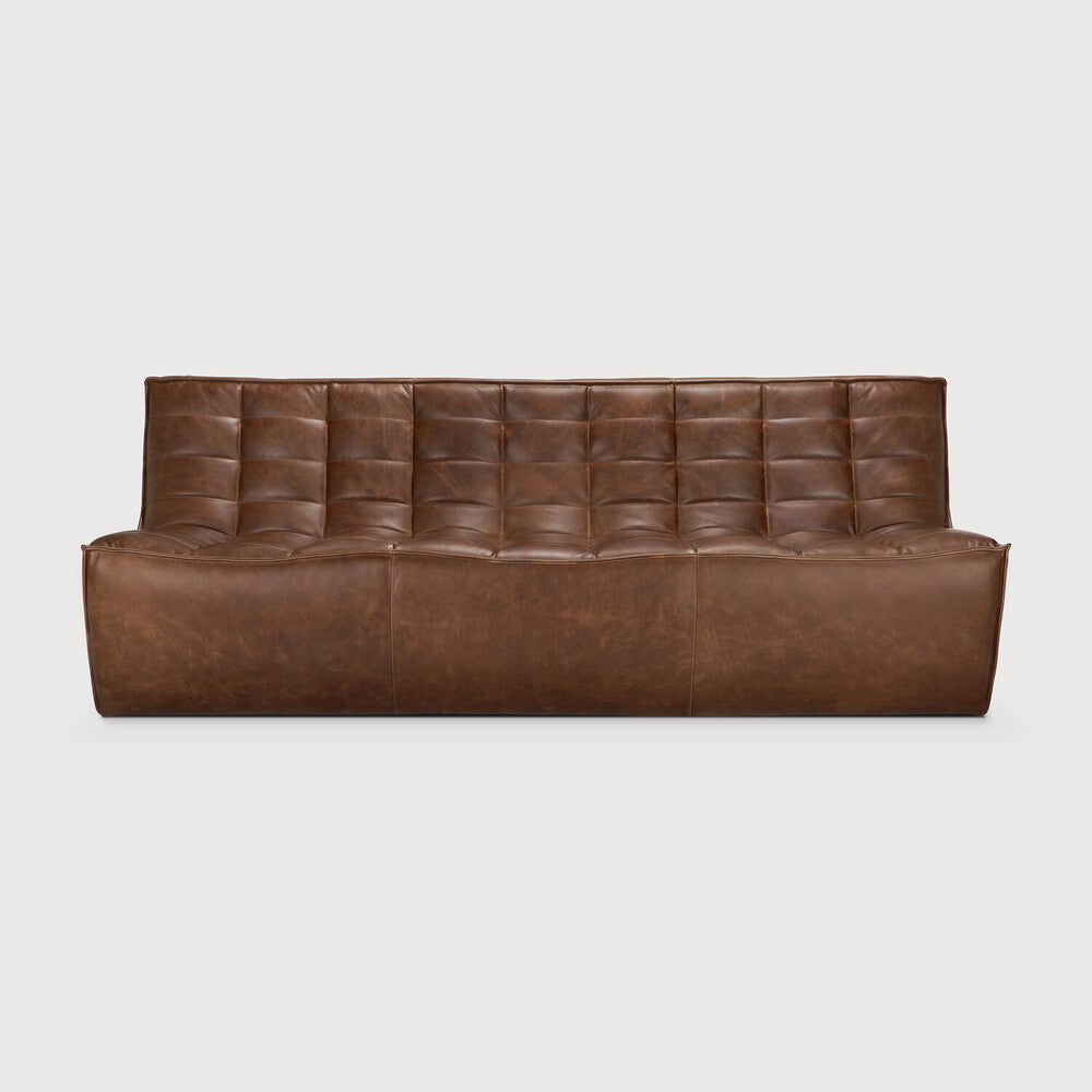 Ethnicraft - Canapé N701 - 2 place - Cuir Chestnut - 210 x 91 x H76