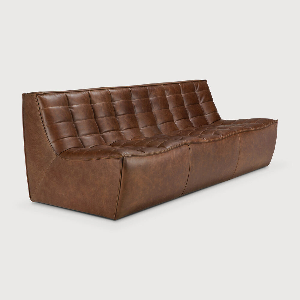Ethnicraft - Canapé N701 - 2 place - Cuir Chestnut - 210 x 91 x H76
