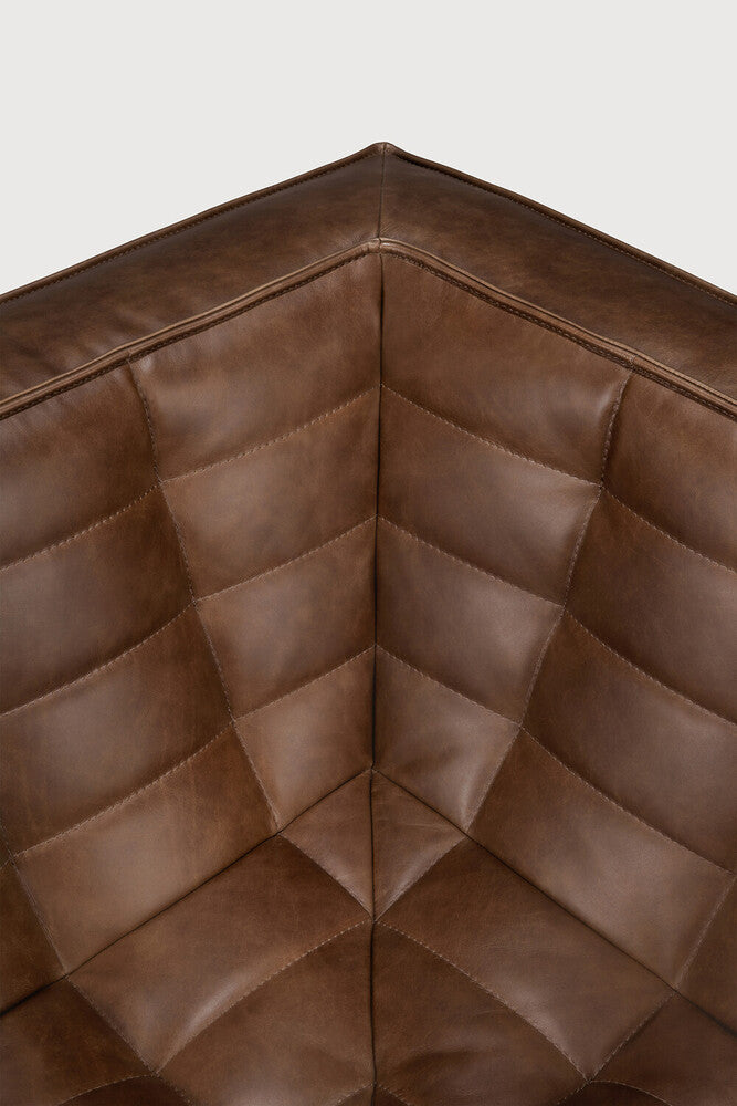 Ethnicraft - Canapé N701 - Angle 90° droit - Cuir Chestnut - 91 x 91 x H76