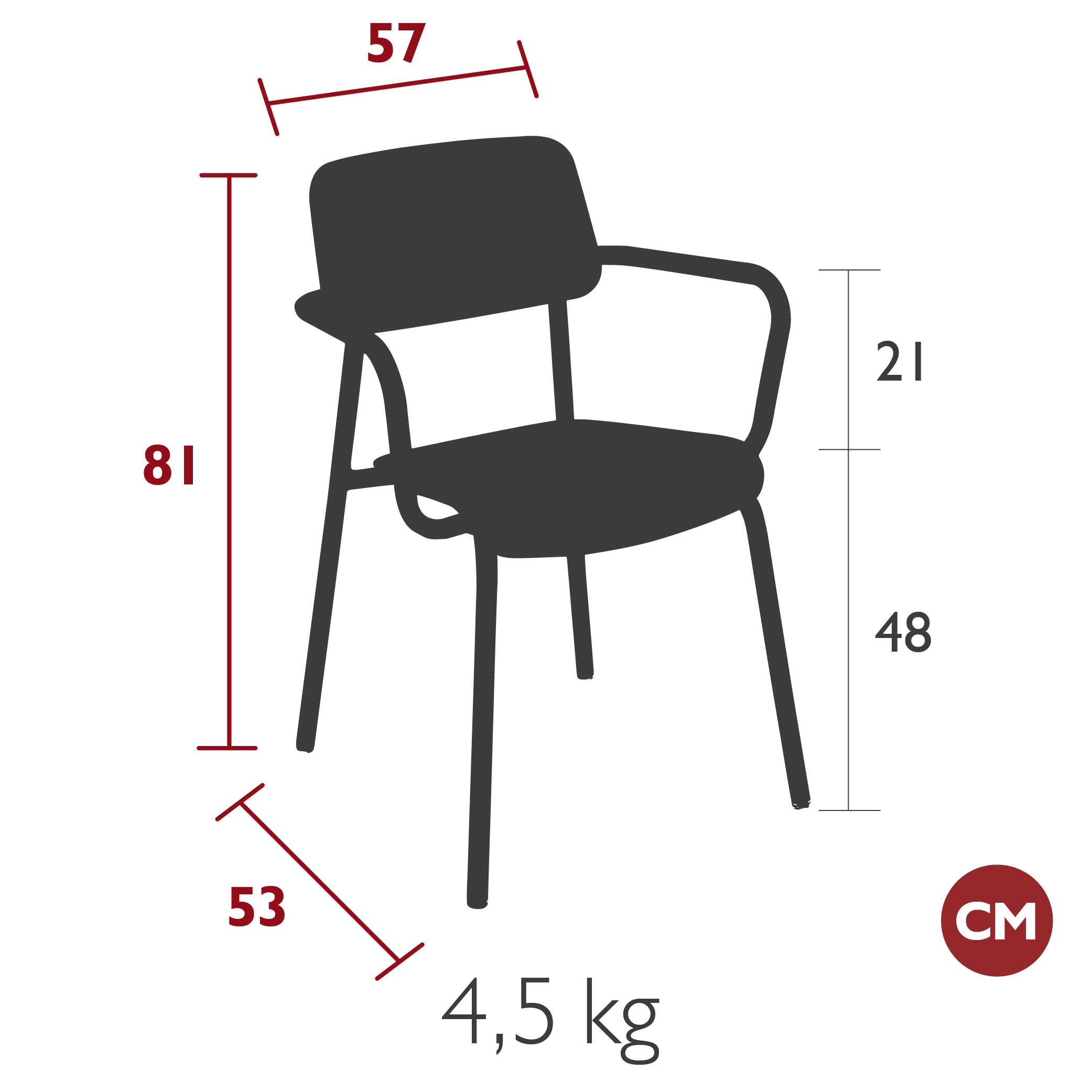 Fermob - Indoor - Bridge studie (Avec Accoudoirs) - Aluminium / Bois Teinté
