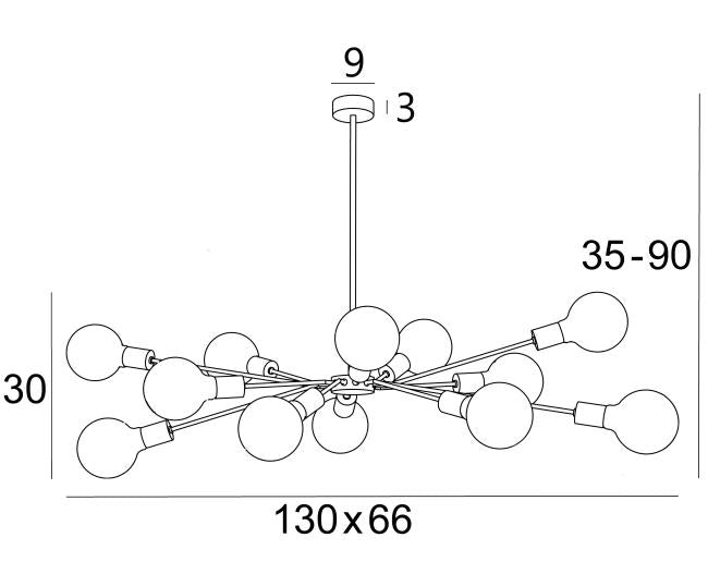 Stéphane Davidts - Polpo 2 - Suspension 12 feux - Laiton
