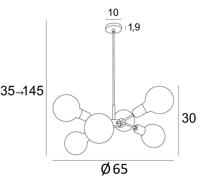 Stéphane Davidts - Polpo 1 - Suspension 6 feux - Laiton