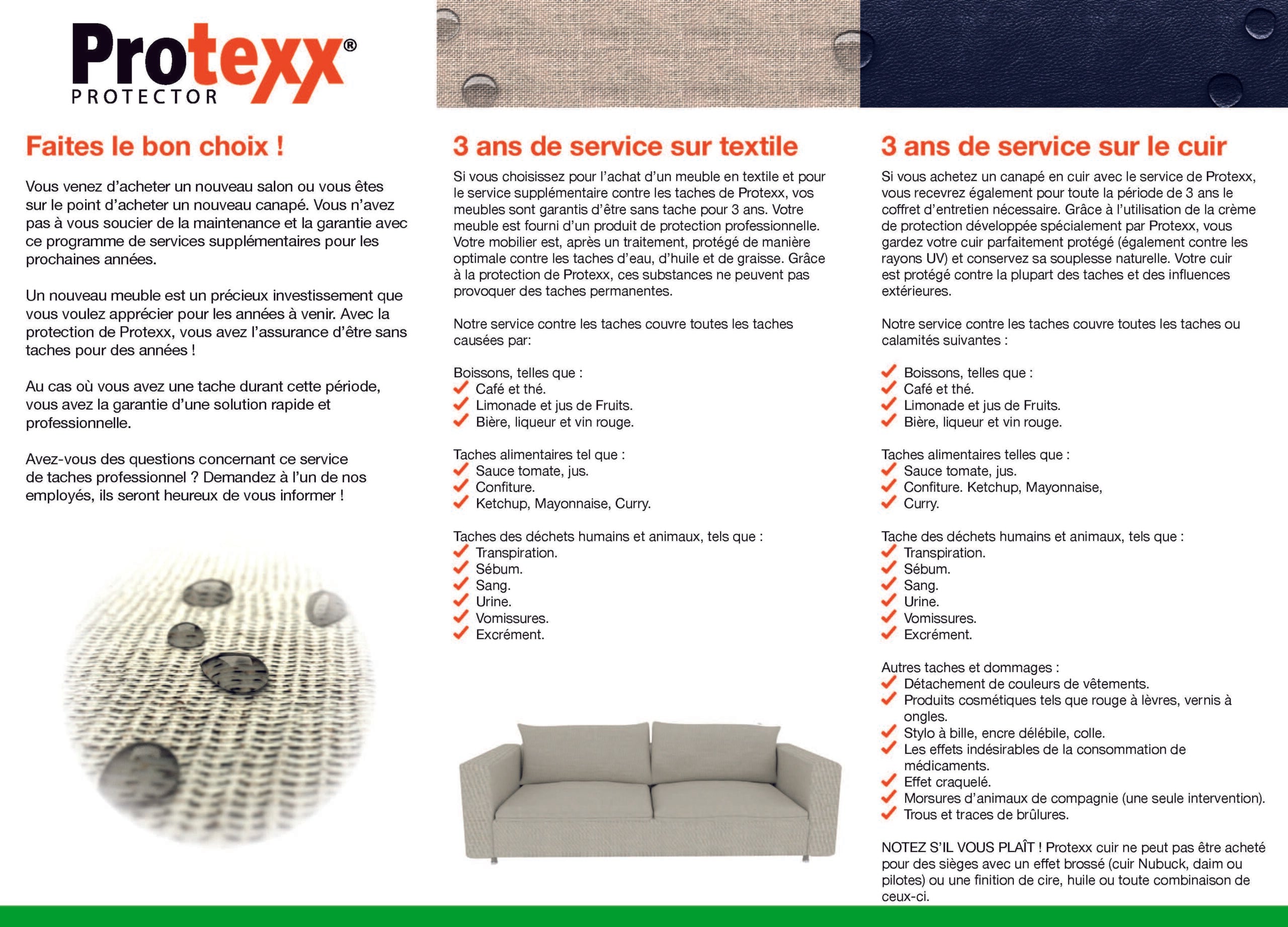 Oranje - Protexx - Imperméabilisant Cuir/Textile - Garantie 3 Ans - 3 places