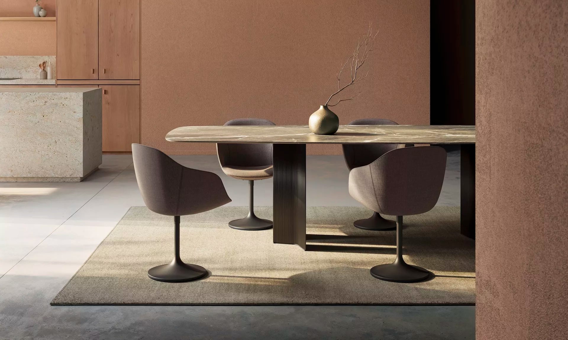 Joli - Table Impulse - plateau Faux Ellipse - Céramique / Aluminium